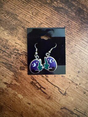 Mexico Silver Desert Night Dangling Earrings